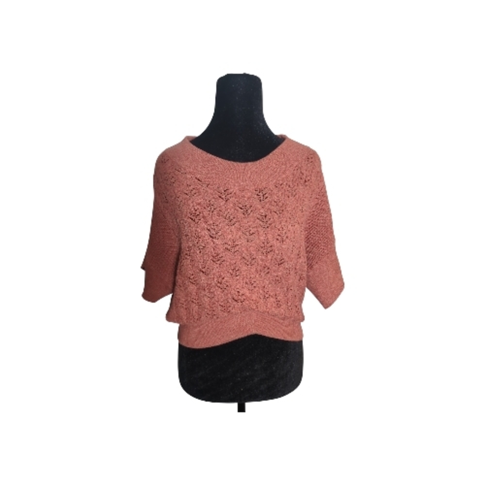 Purplemaroon Small Rust Orange Loose Knit Short Sleeve Sweater Coquette Luxury